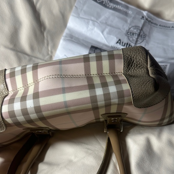 Plaid Pink Beige and Brown Burberry Handbag - Picture 3 of 14